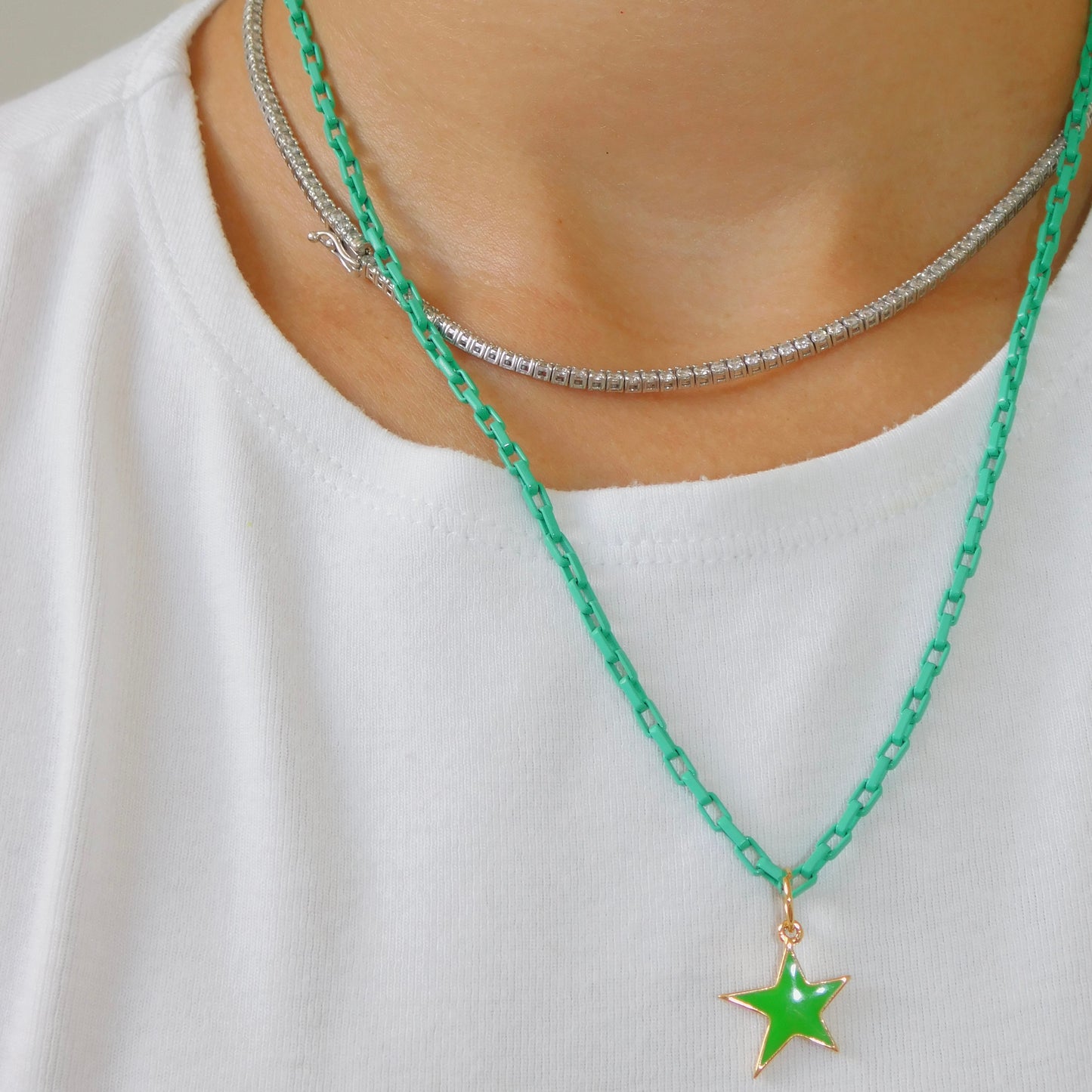 Enamel Star Charm Necklaces