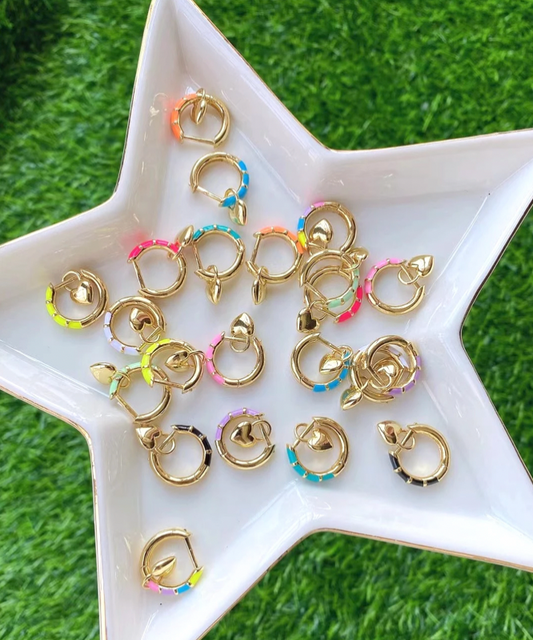 Enamel Heart Huggies