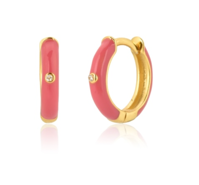 Hot Pink Enamel Huggies