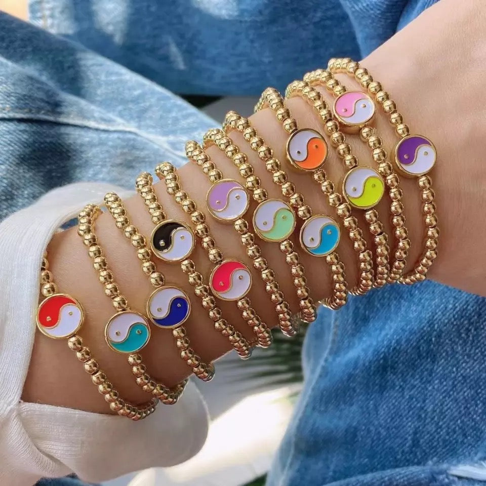 Ying Yang Beaded Bracelet