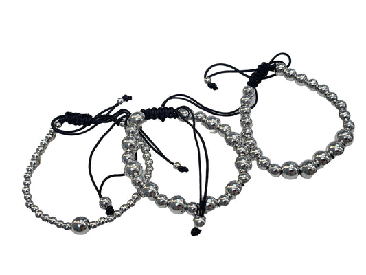 Beaded Rope Silver Bracelets