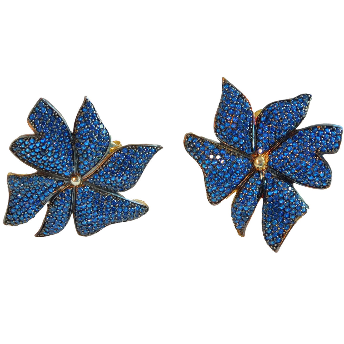 Blue Fancy Flower Earrings