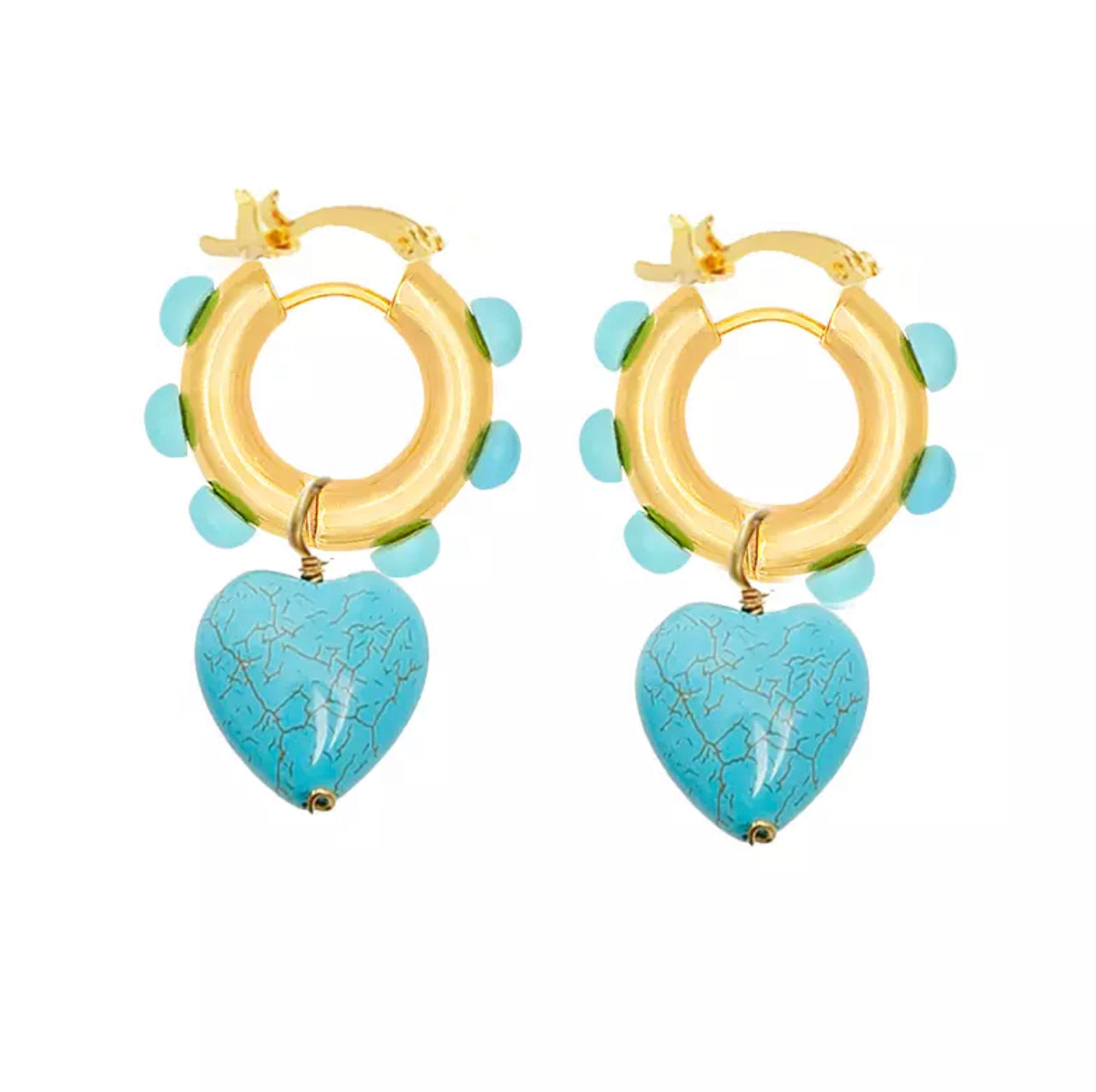 Turquoise Heart Hoops