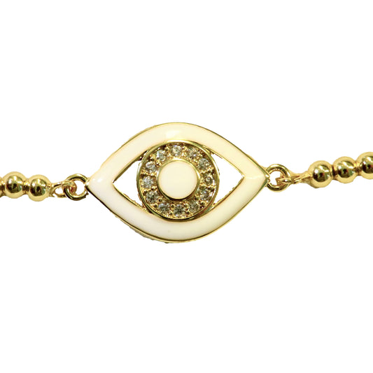 Enamel Evil Eye Bead Bolo Bracelet