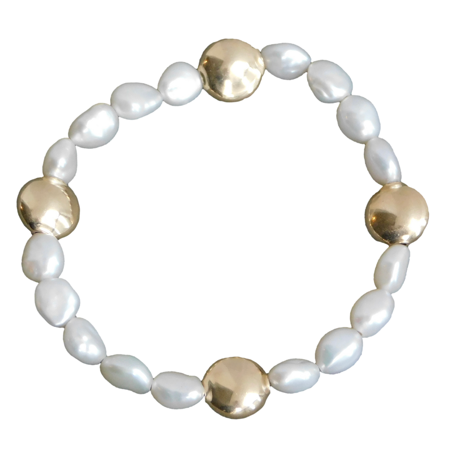 Flat Gold Pearl Beaded Bracelet