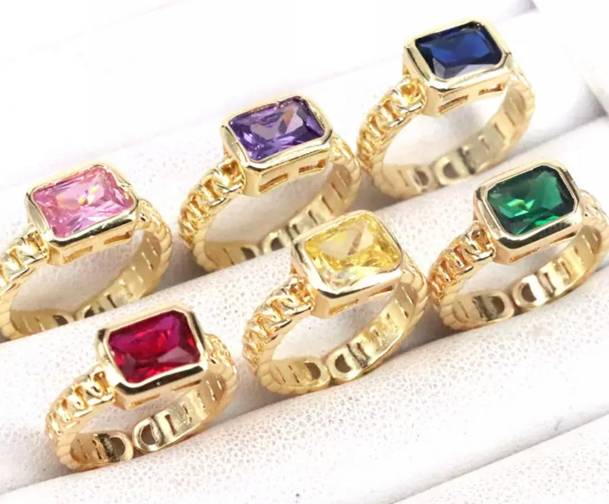 Adjustable Gem Rings