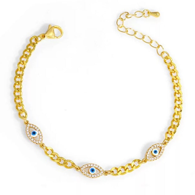 Evil Eye Cuban Chain Bracelet