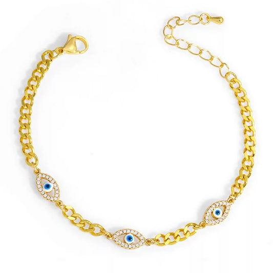 Evil Eye Cuban Chain Bracelet