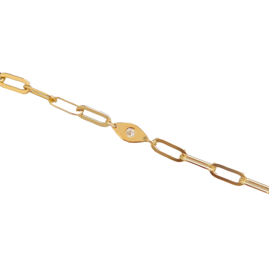 Evil Eye Paperclip Chain Necklace