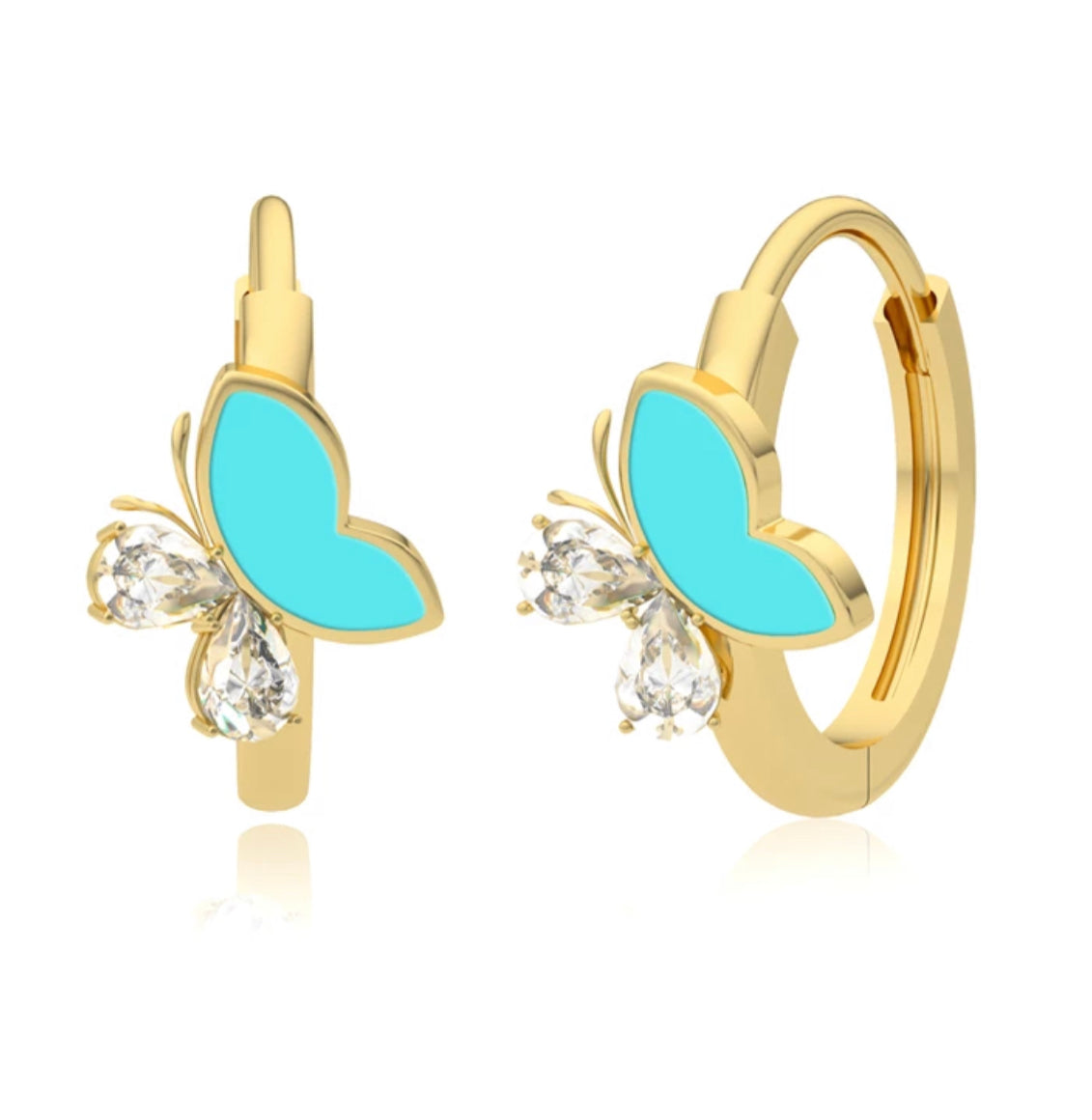Blue Butterfly Hoops