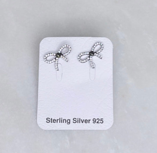 Black CZ Bow Earrings