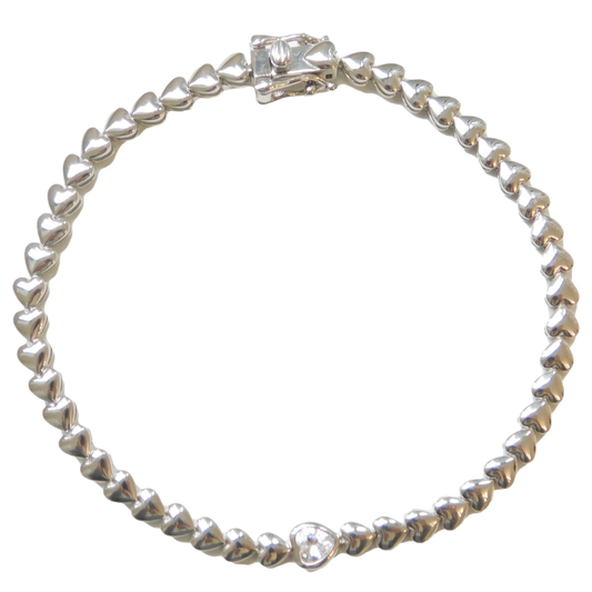 Solid Heart Tennis Bracelet