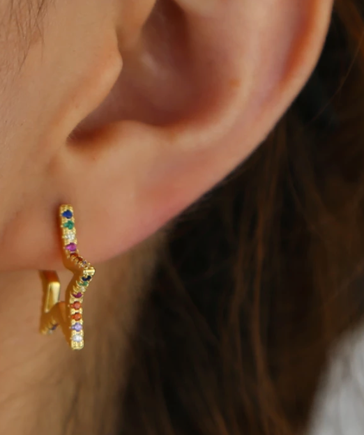 Rainbow Open Star Earrings