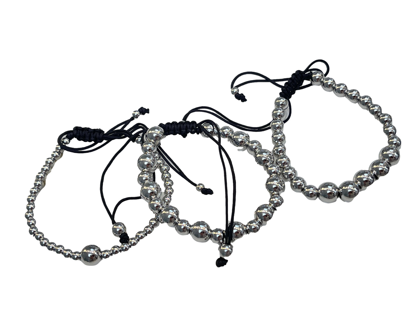 Beaded Rope Silver Bracelets