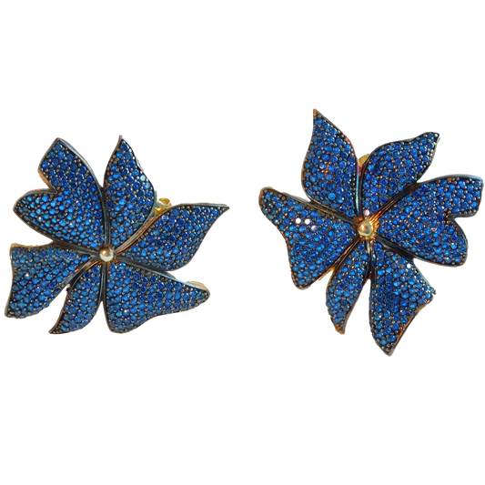 Blue Fancy Flower Earrings