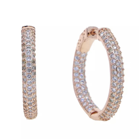 Rose Gold Pave Hoops