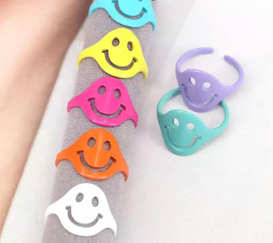 Enamel Smiley Rings