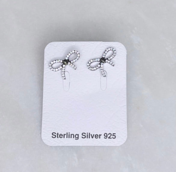 Black CZ Bow Earrings