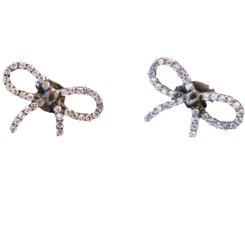 Black CZ Bow Earrings